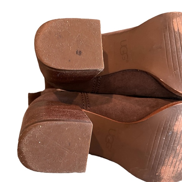 Ugg Faye Suede leather Chelsea heeled ankle boot in Taupe Color Mysterious 7.5 - Picture 8 of 15